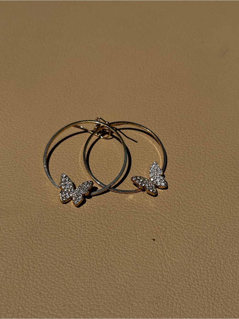 Gold Butterfly Pavé Hoop Earrings - Women Jewelry